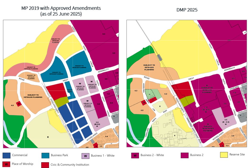 Changes in Master Plan for Woodlands North Coast