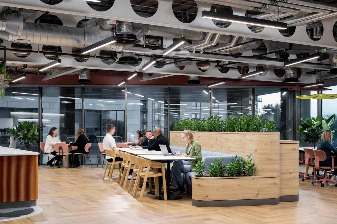 Open plan office with people working