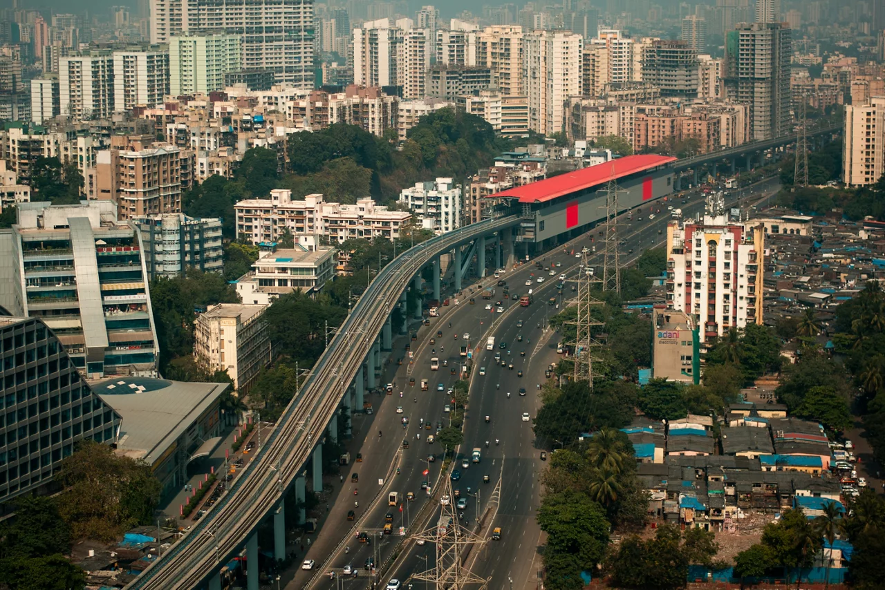 Aerial view of metro station