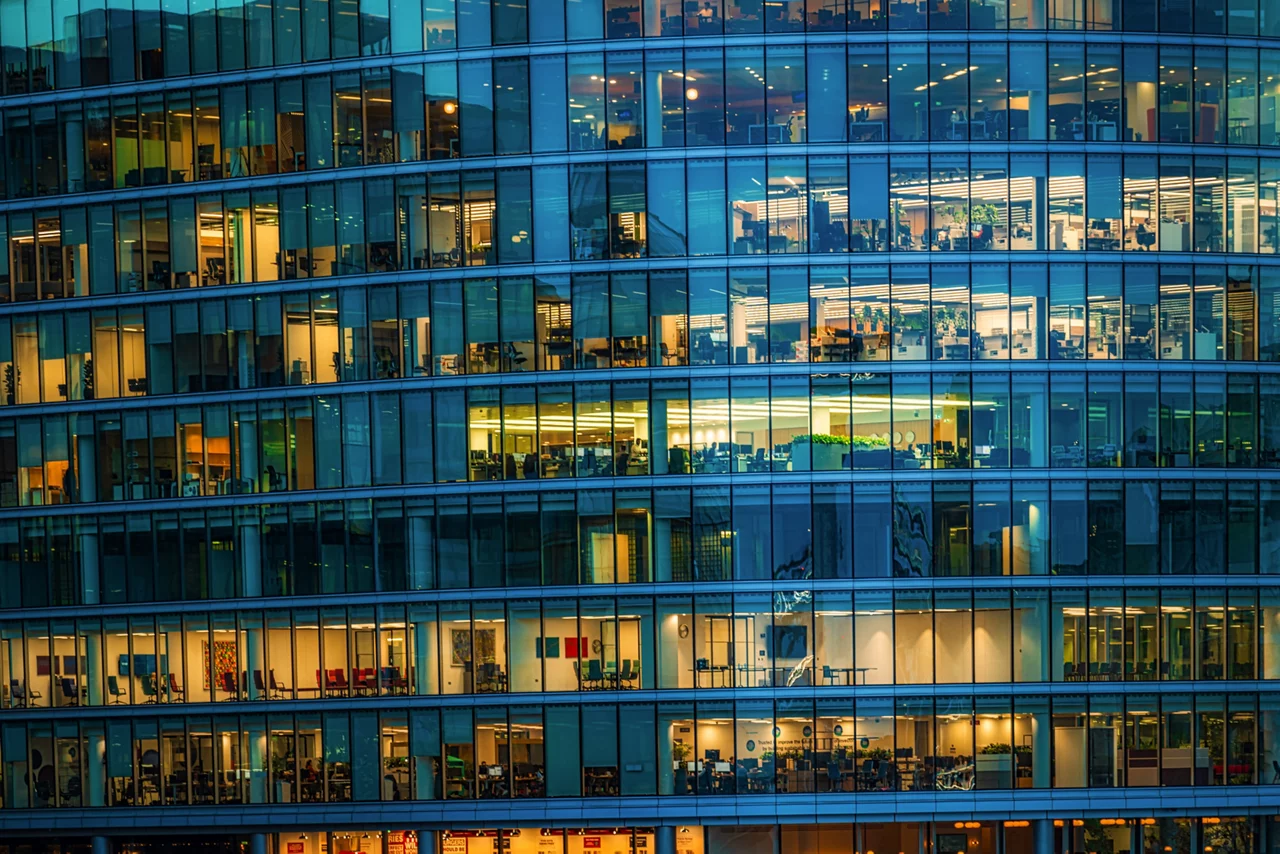 Office building with Crowded Business