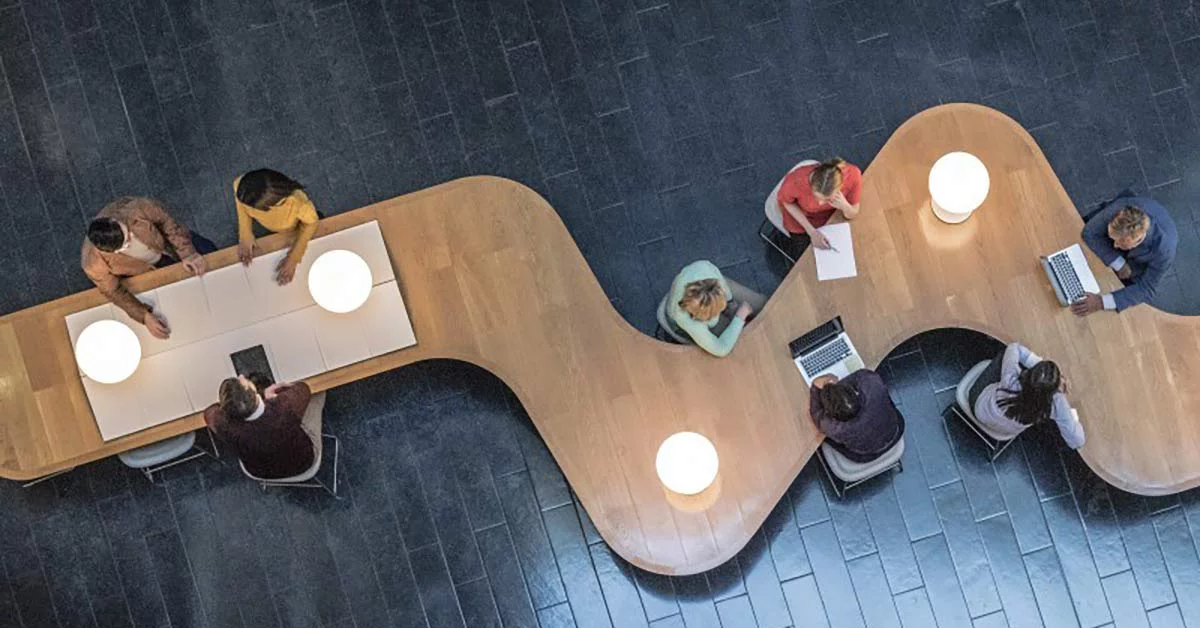 designer desk in workplace