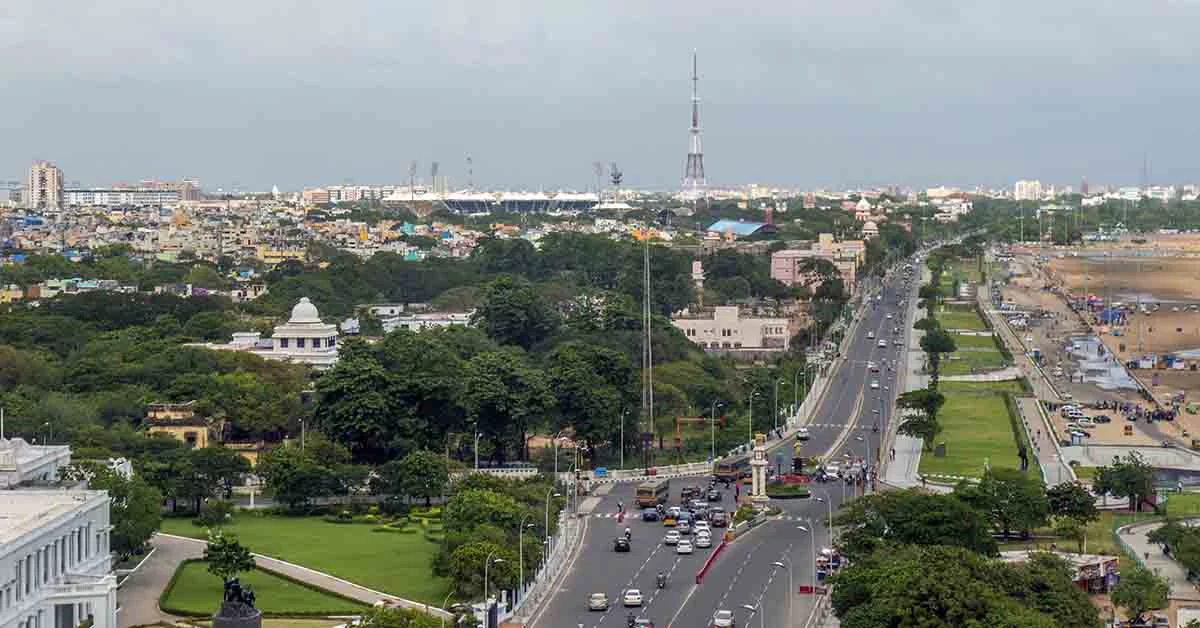road and city view