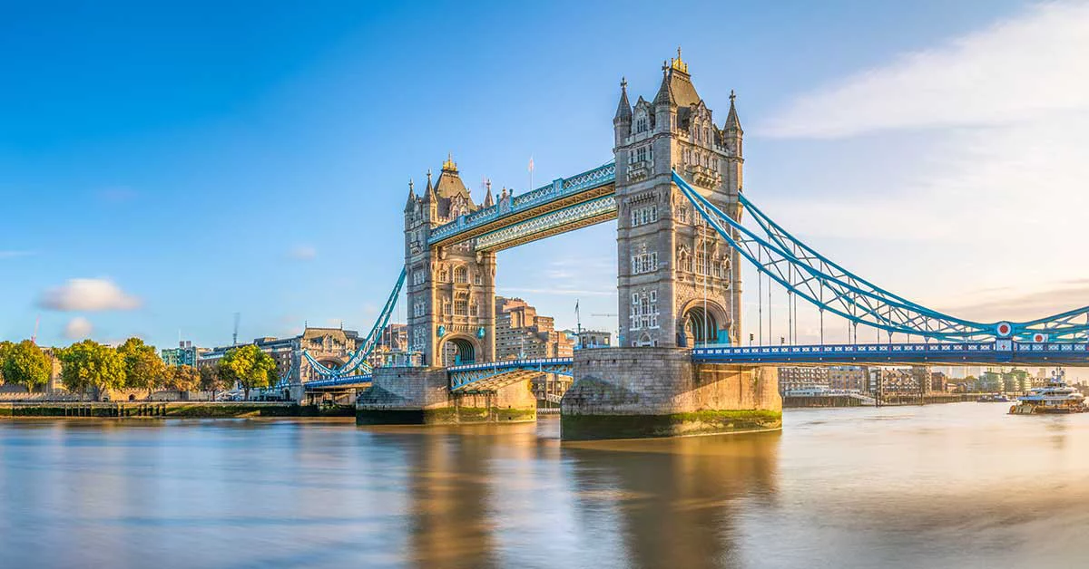 Tower Bridge morning panorama in autumn. London. England