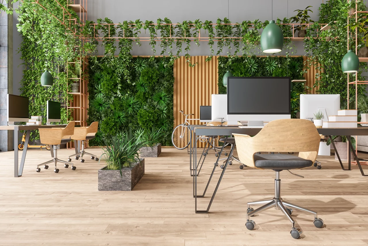 Modern meeting room interior with equipment. 3D Rendering of a office conference room.