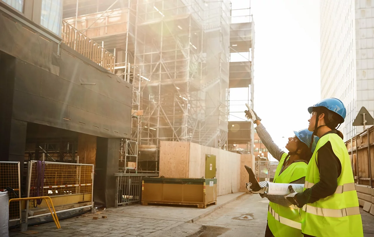 Woman working on a construction site