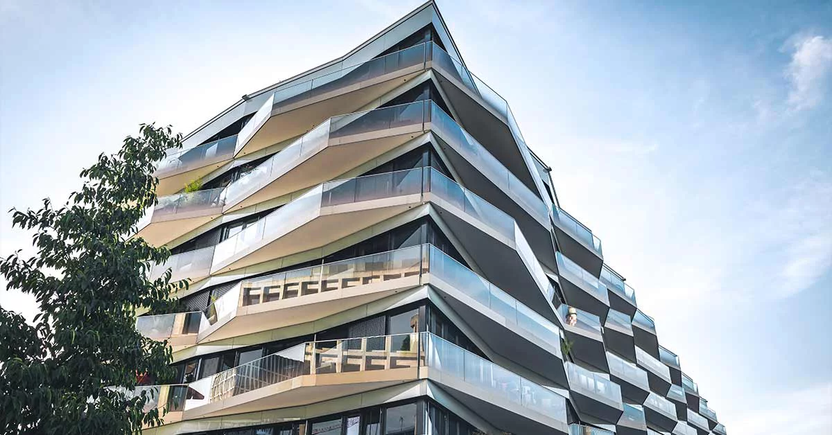 Exterior of a modern apartment building