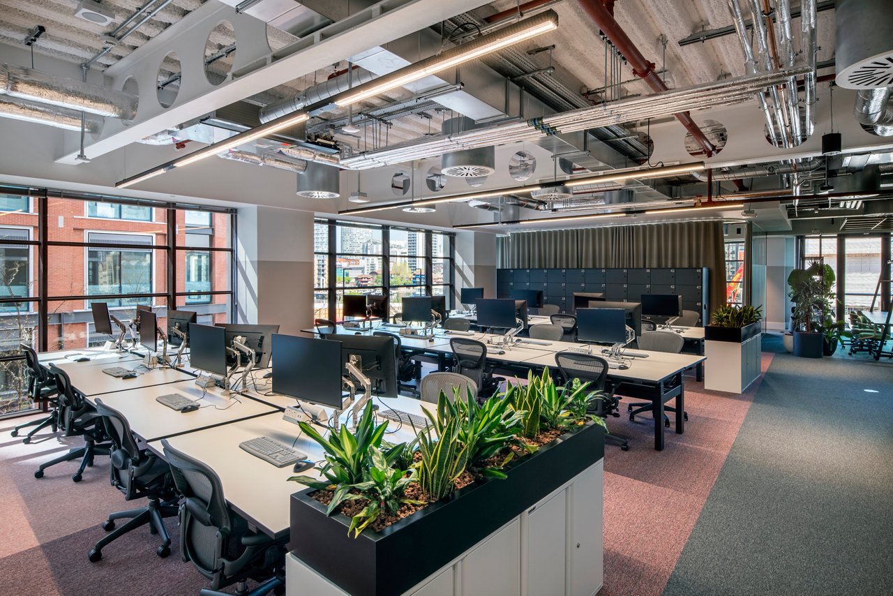 Desk area at JLL’s Water Street office