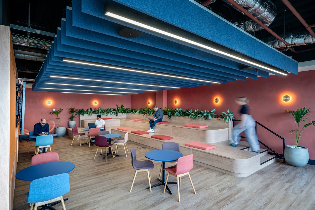 The Agora in the Birmingham office reflects the character of the area