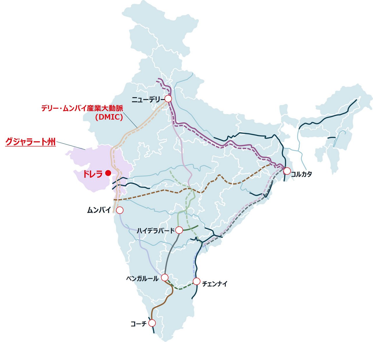 全国でインフラ整備計画が推進されるインド（地図）