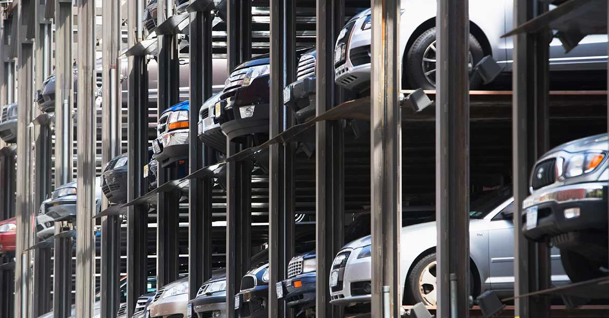 Car at dealership warehouse