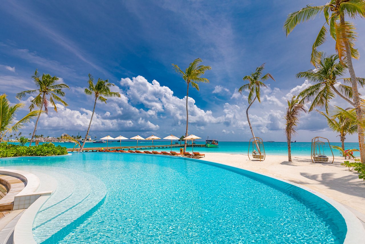 Luxurious beach resort with swimming pool