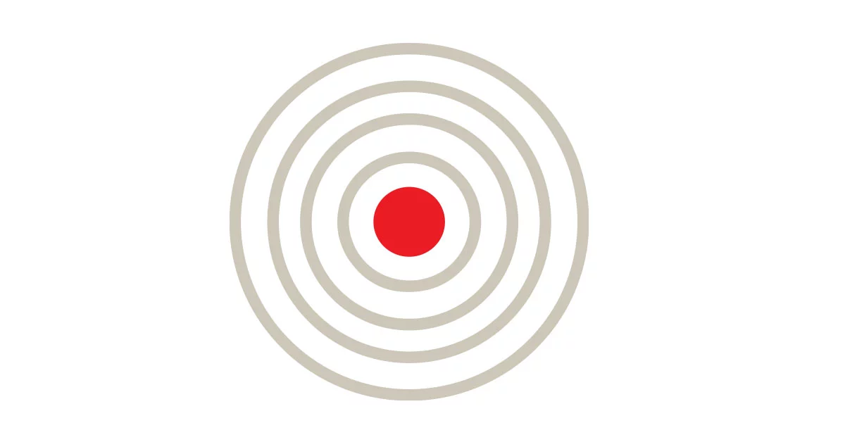 Abstact graphic red dot with stone circles