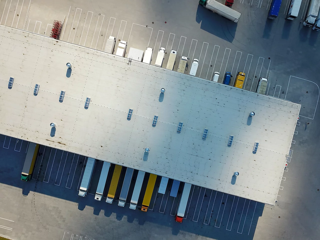 Multiple containers are parked in factory