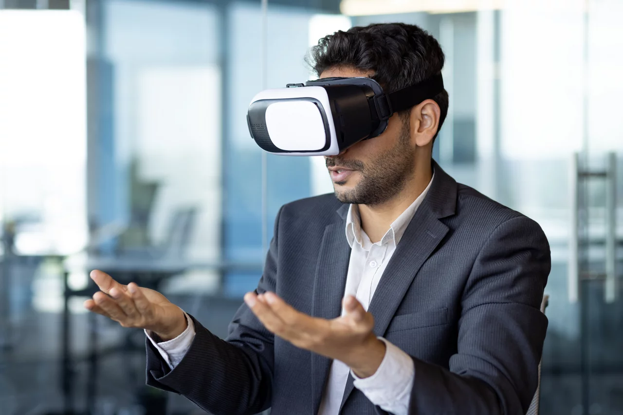 Man wearing a virtual reality headset