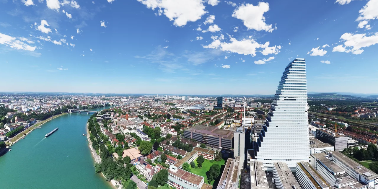 Elevated Perspective of Roche Tower in Basel, Switzerland