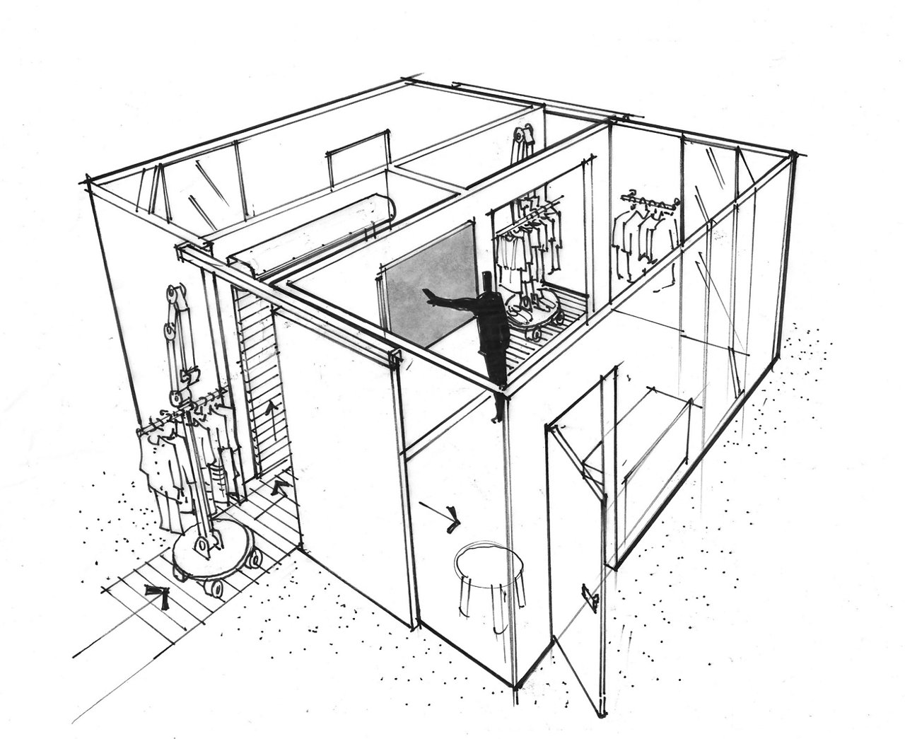 Sketch of a retail showroom