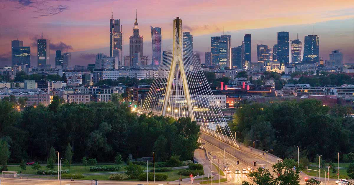 View of city with bridge