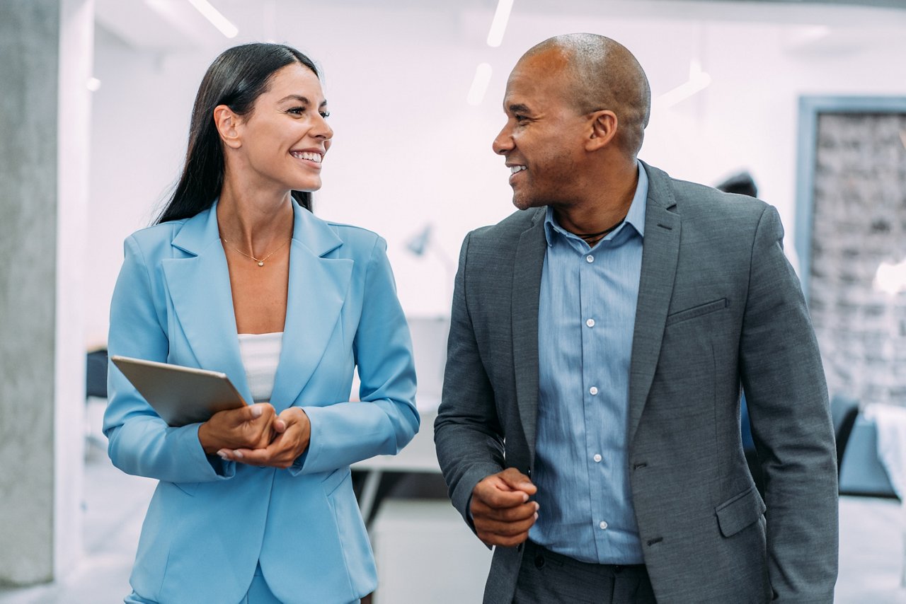 Employees talking in between