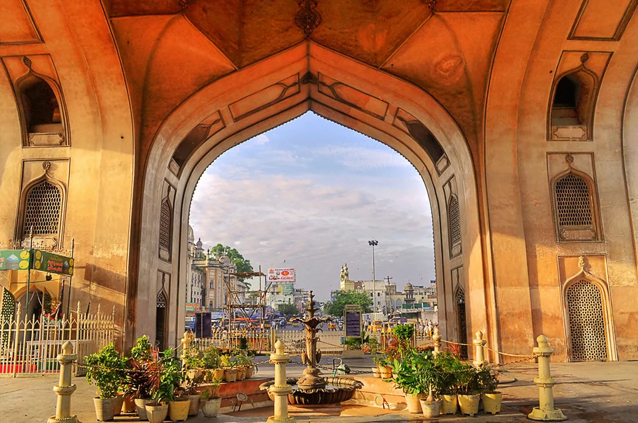 Charminar monument Hyderabad, historical archaeology India.