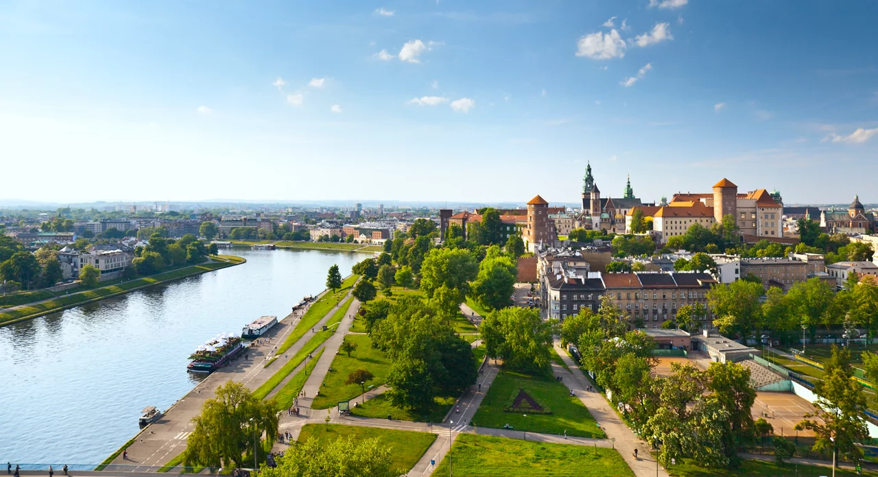 Dzienna panorama Krakowa, Polska