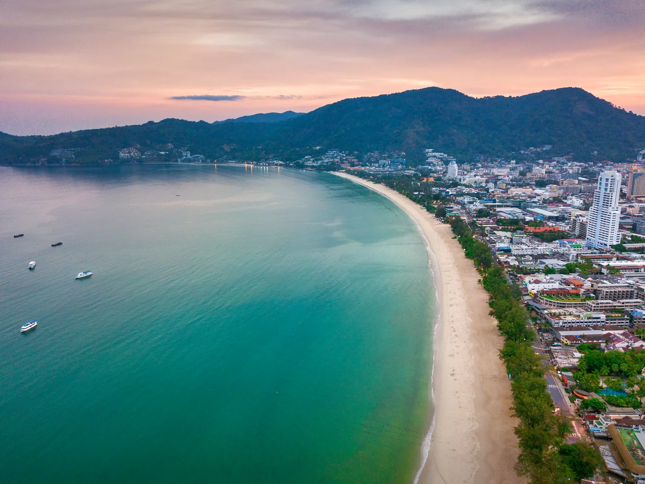 Aerial view of Patong city from a drone ,Phuket,Thailand