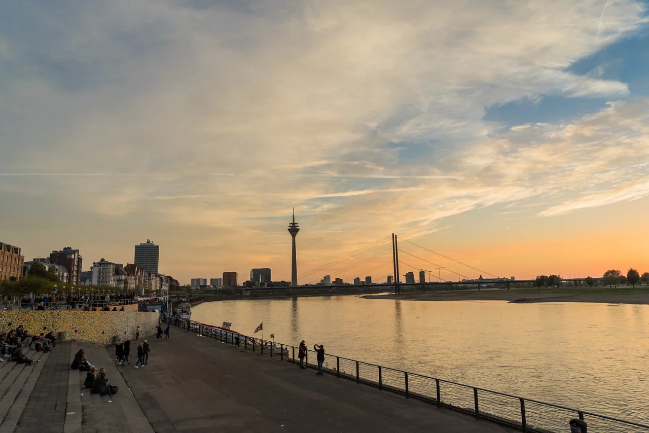 Düsseldorf Rhine Panorama at dusk