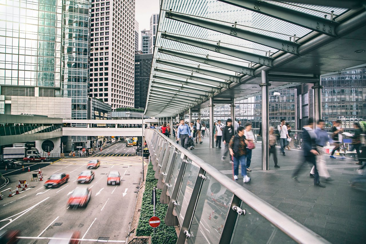 香港金融區的交通高峰。