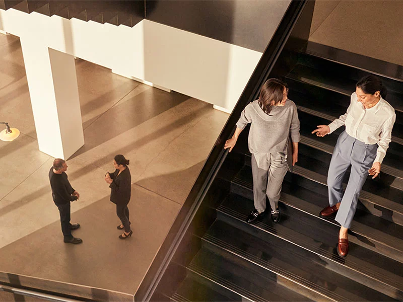 People talking on staircase
