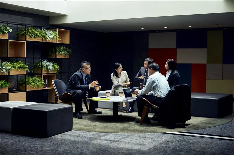 Colleagues working in a meeting room