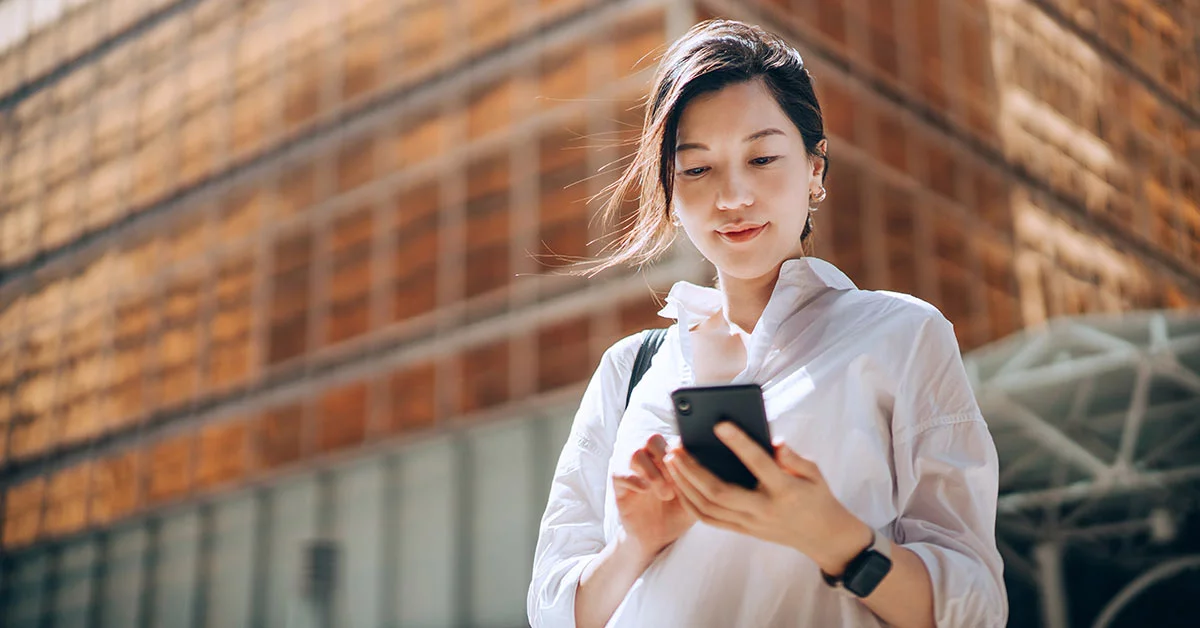 a woman using phone