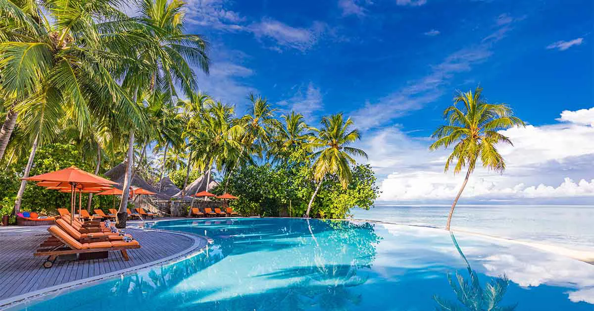 Sea side view in resort