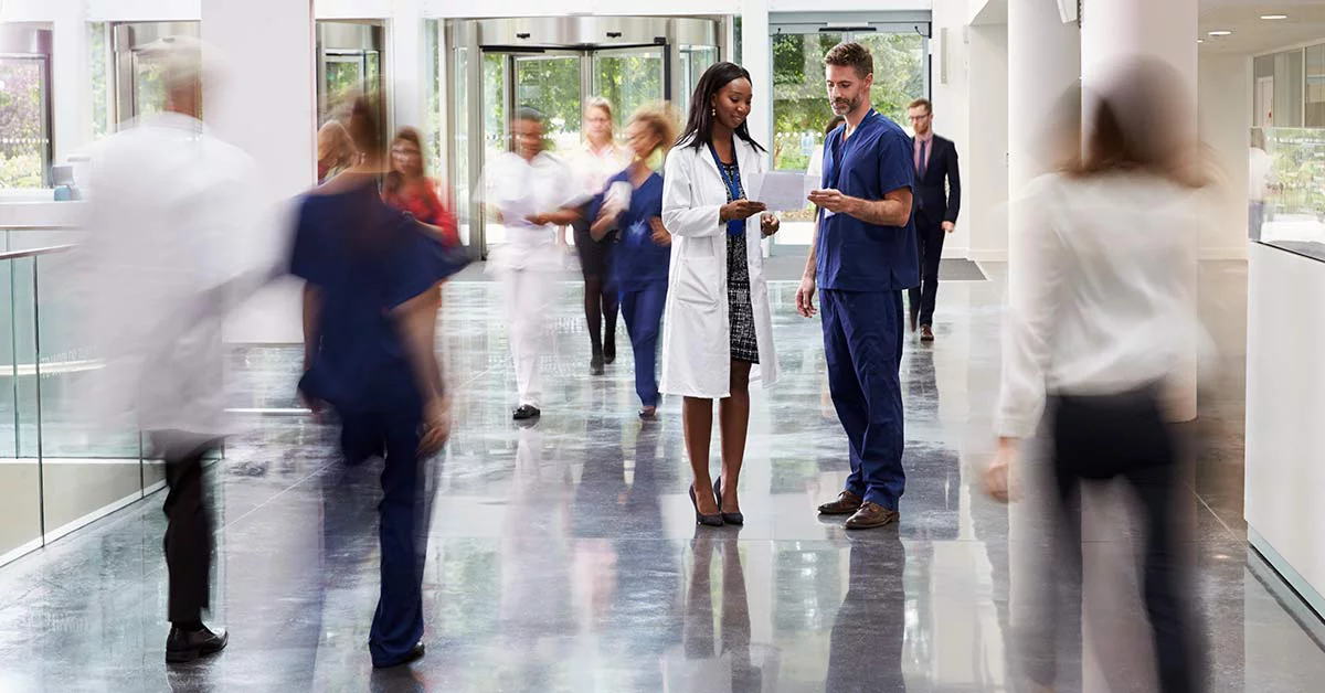 Two doctors discussion on the hospital area