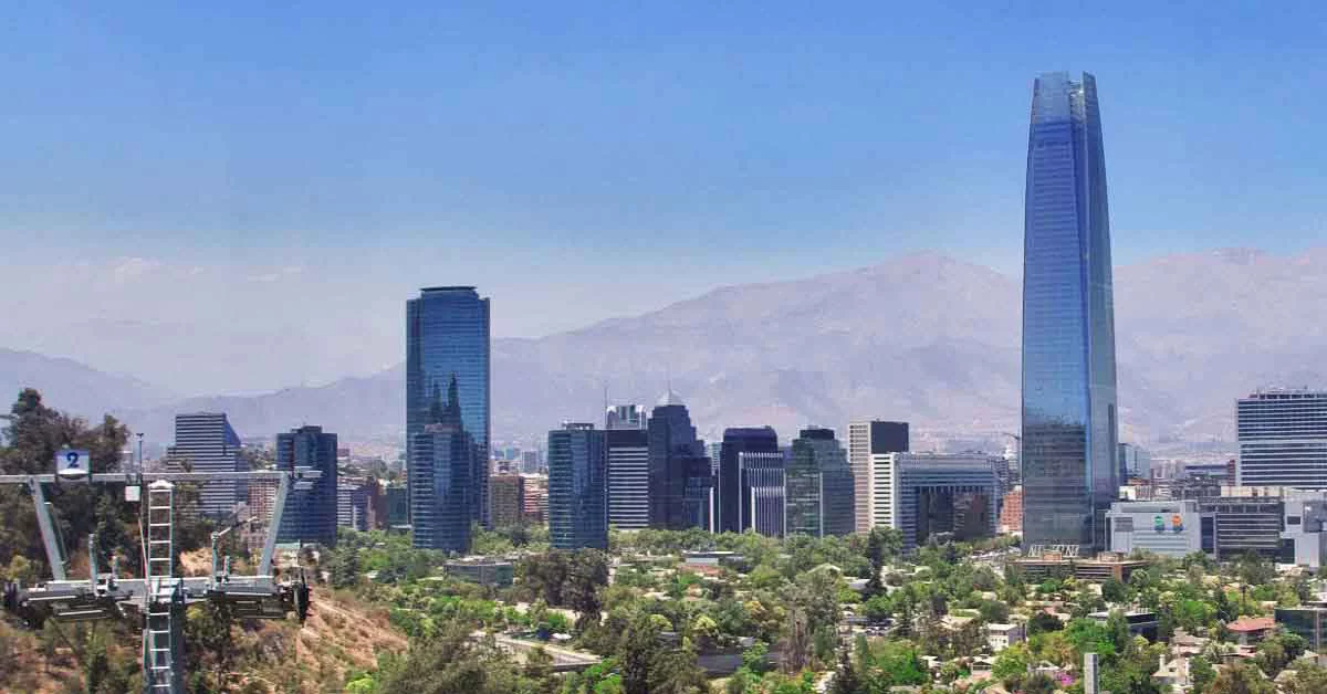 Aerial view of a City with mountain on the background