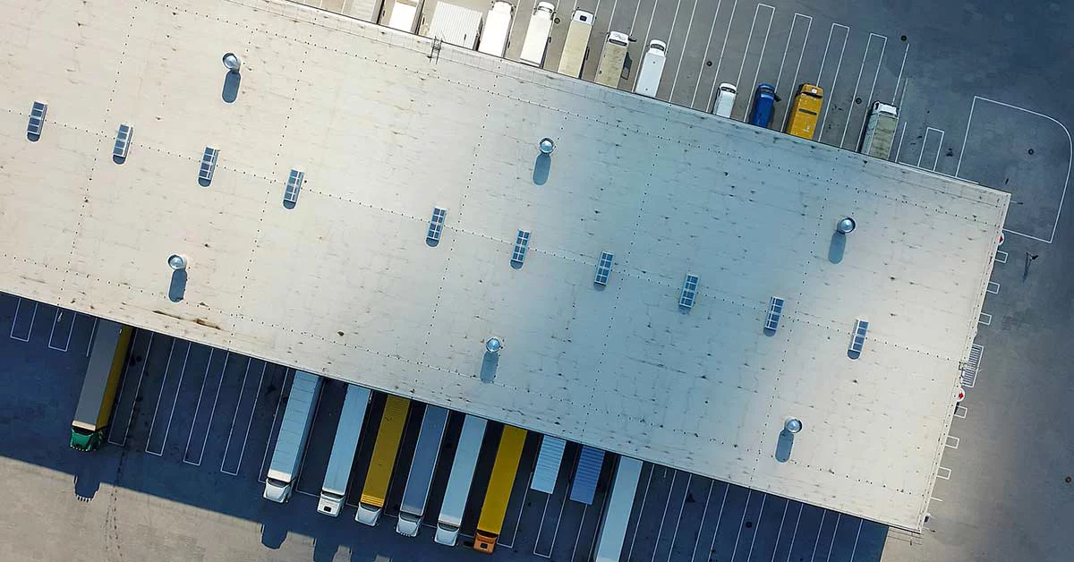 Top view of warehouse storages