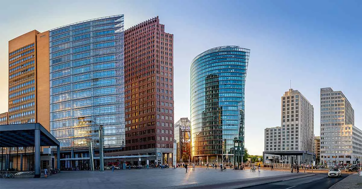 Panoramic view at the potsdamer platz, berlin