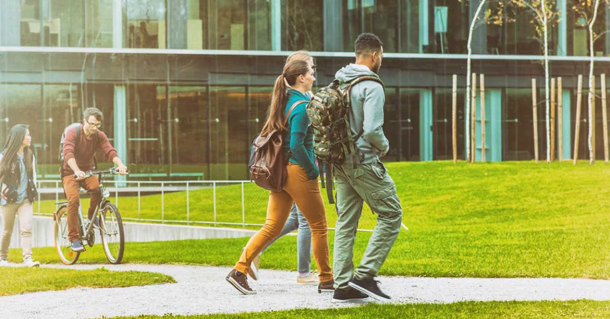 People walking inside the campus