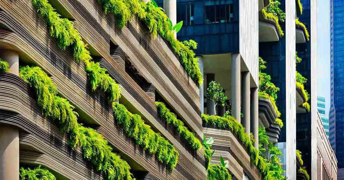 High rise buildings with greenery