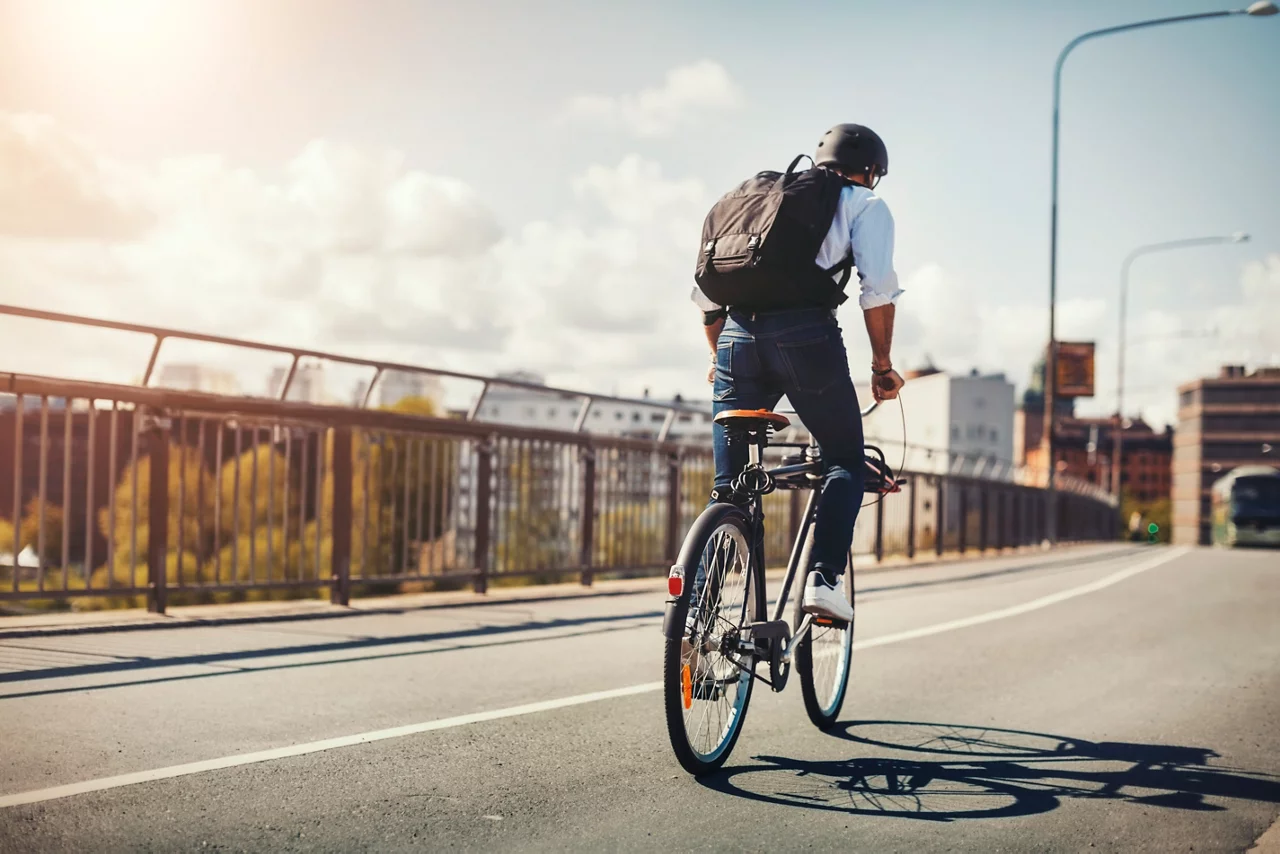 Man riding cycle.