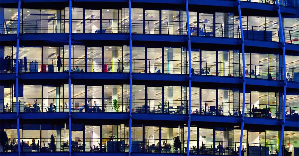 Night view of window office building