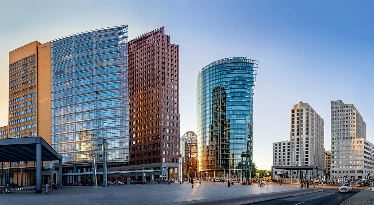 Panoramic view at the potsdamer platz, berlin