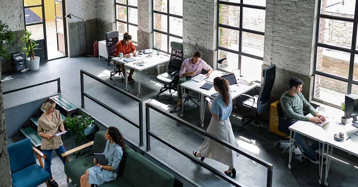 Employees are at workstation