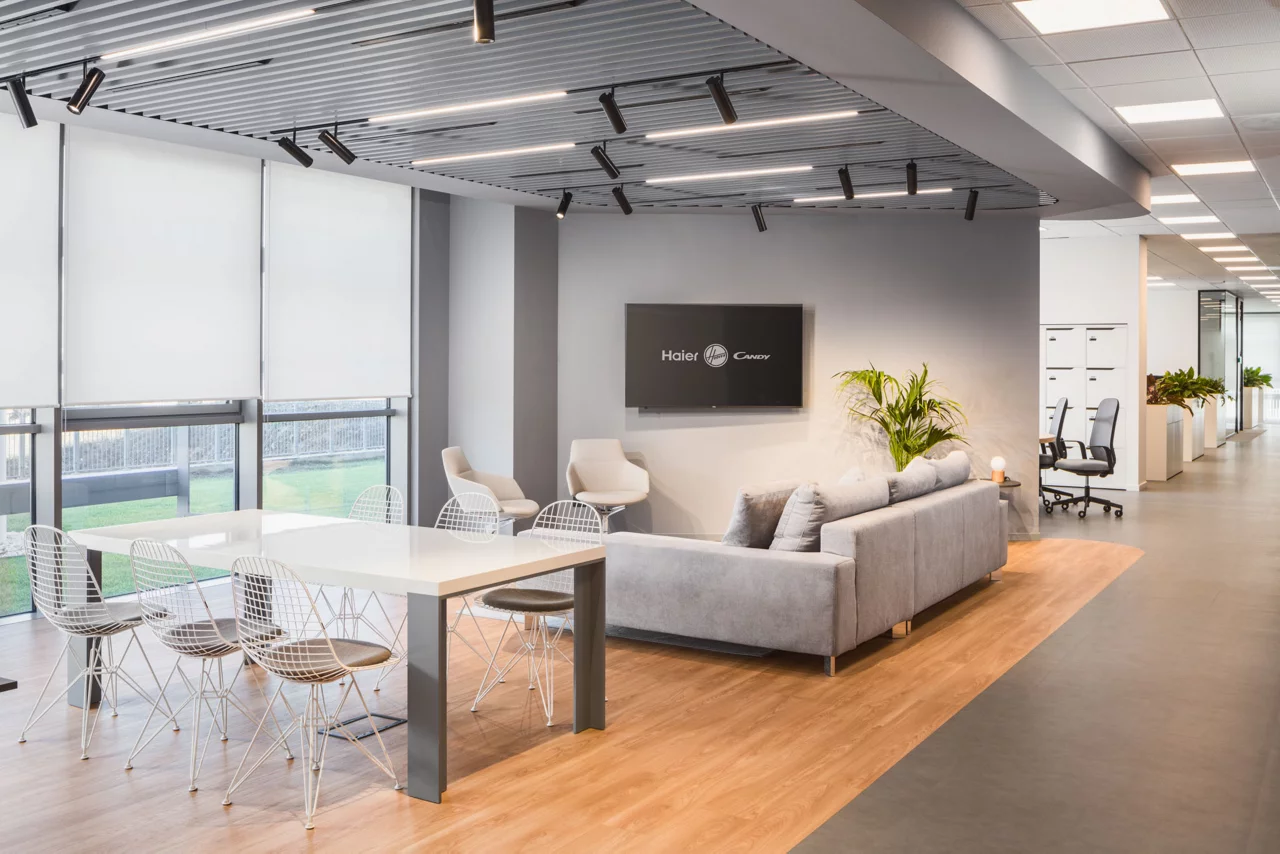 Modern  office space, furniture and greenery