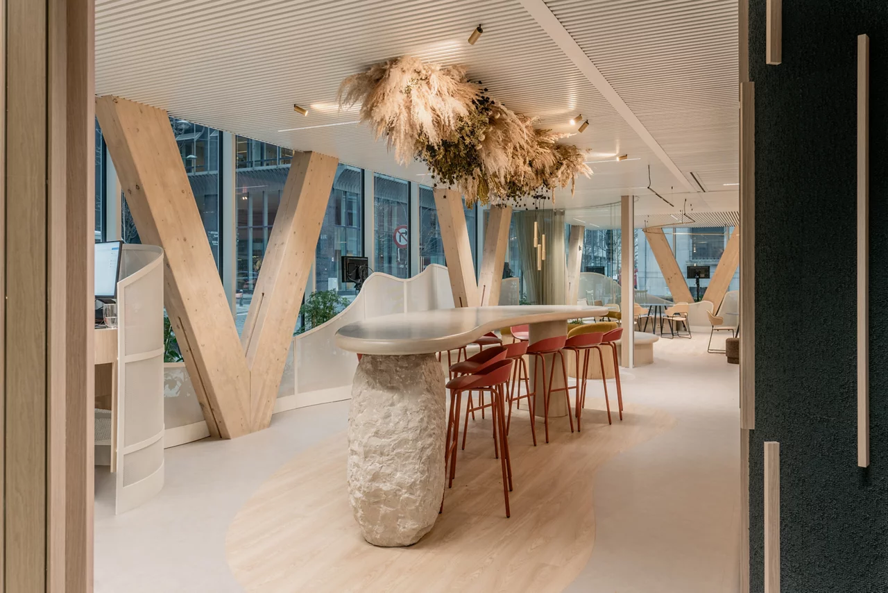 Modern  office space, furniture and greenery