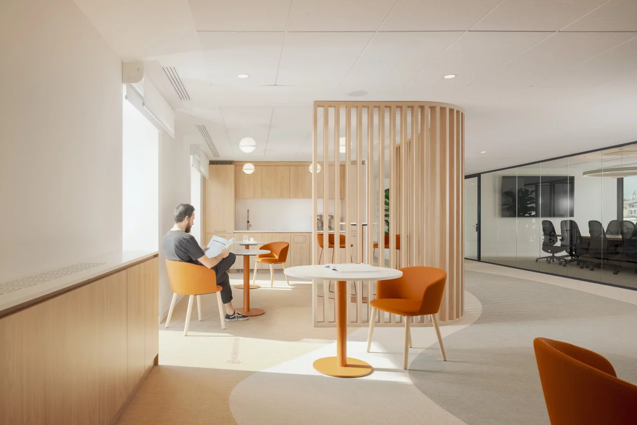 Modern  office space, furniture and greenery