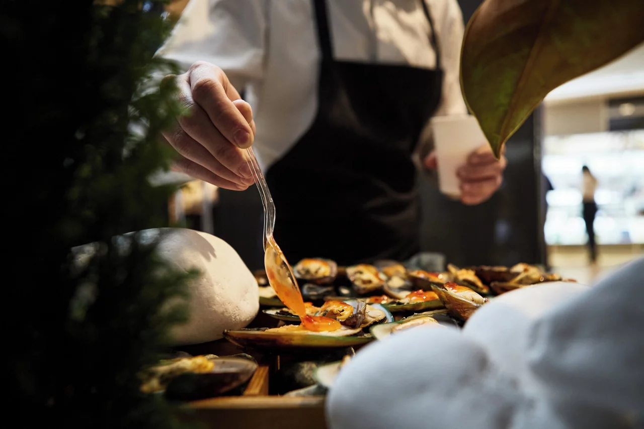 Chef preparing a plate