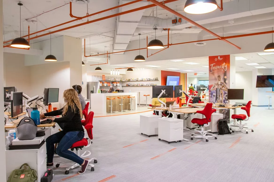 modern open-plan office workspace