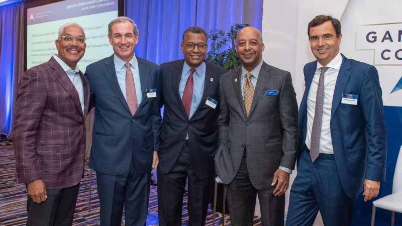 ELC CEO Skip Spriggs joins (left to right) JLL Americas CEO Greg O’Brien, JLL Vice Chairman Herman Bulls, Lowe’s CEO Marvin Ellison and JLL Global CEO Christian Ulbrich