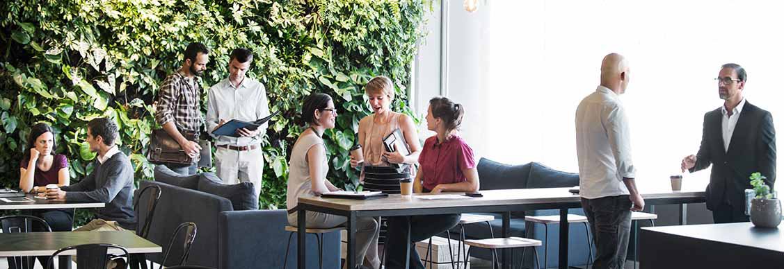 Group of professionals together and discussing