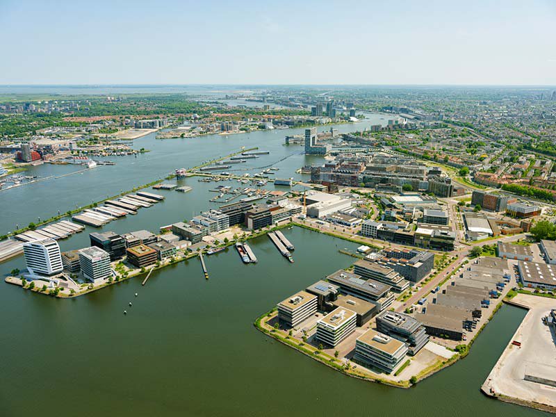 Lake view of buildings