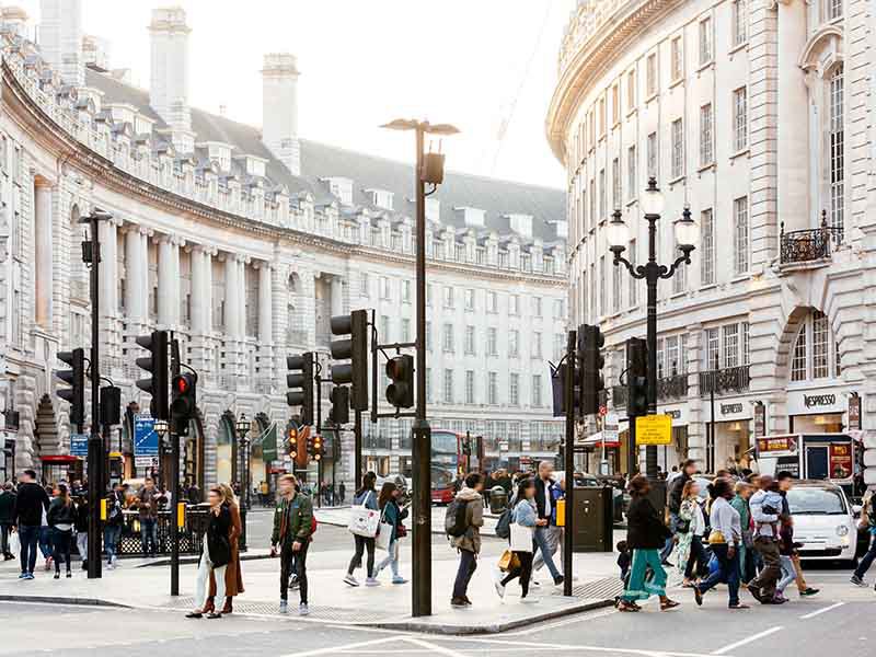 People crossing at signal
